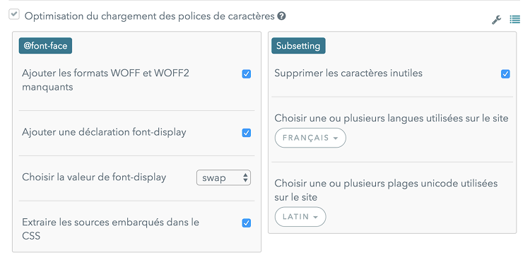 Inlining fonts CSS dashboard Fasterize