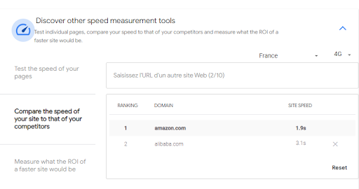 Test My Site benchmark
