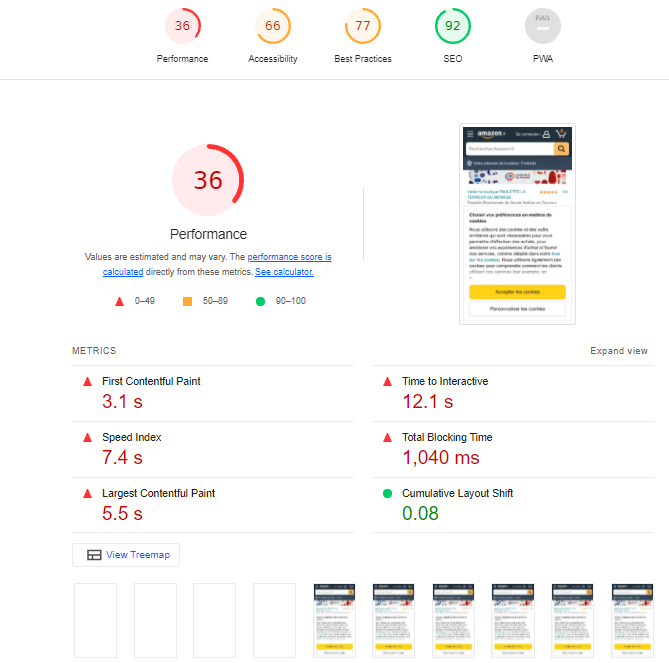 Lighthouse - Web Performance score