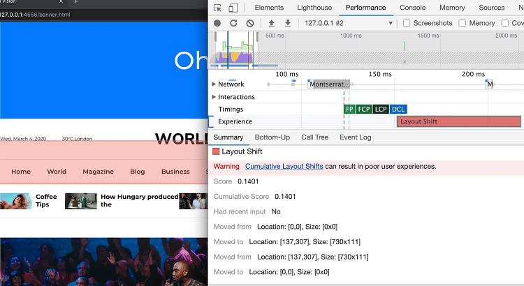 Core Web Vitals - Cumulative Layout Shift : Page Experience