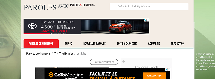 Paroles2Chanson - Parles.net - Web Performance - Vitesse de chargement