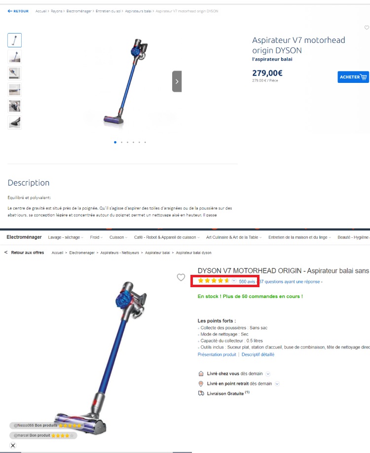 Avis client sur un site Ecommerce