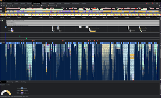 Test de vitesse : flamechart chrome Dev Tools