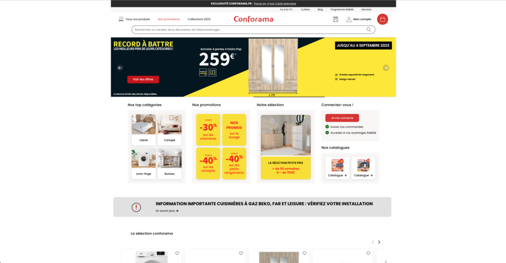 Conforama - homepage - Analyse webperf e-commerce