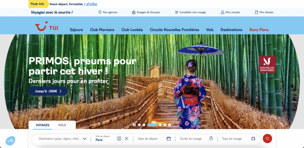 Homepage Tui - Success story webperf