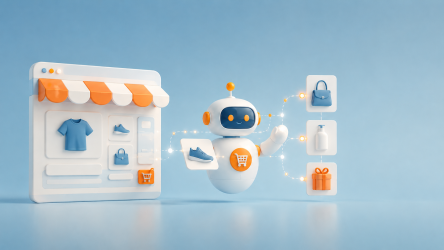 Assistant IA connecté à une boutique en ligne et à plusieurs produits, illustrant l’impact du UCP sur le e-commerce.