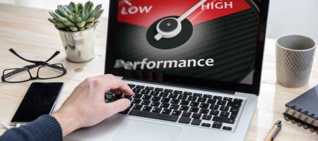 High,Performance,Concept.,Man,Working,With,A,Computer,,Performance,Gauge